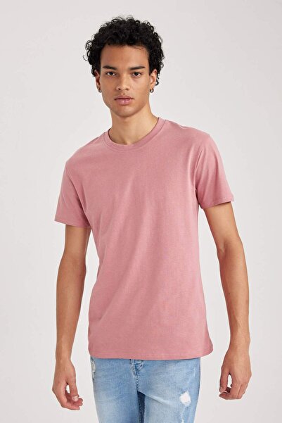 DeFacto %100 Pamuk Slim Fit Dar Kesim Bisiklet Yaka Basic Düz Kısa Kollu Tişört B0653AXNS