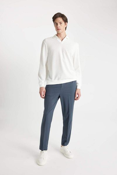 DeFacto Regular Fit Polo Neck Jacquard Knitwear Sweatshirt A9785Ax23Au