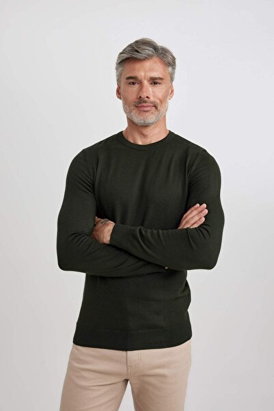 DeFacto Black Crew Neck Basic Plain Knitwear Comfortable Knitwear Sweater A5268Ax23Au