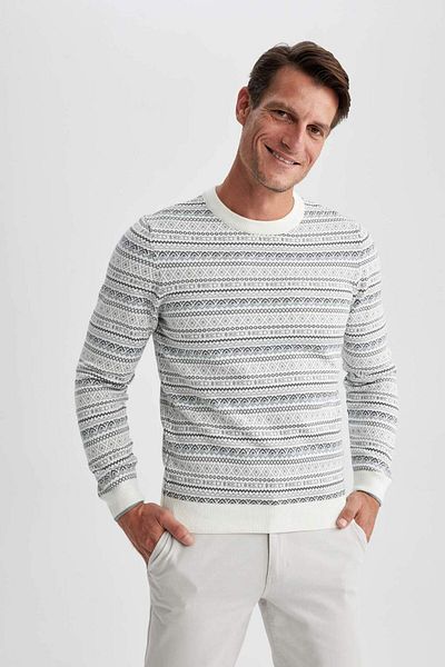 DeFacto Standard Fit Regular Cut Patterned Crew Neck Sweater Sweater Y0609Az23Wn