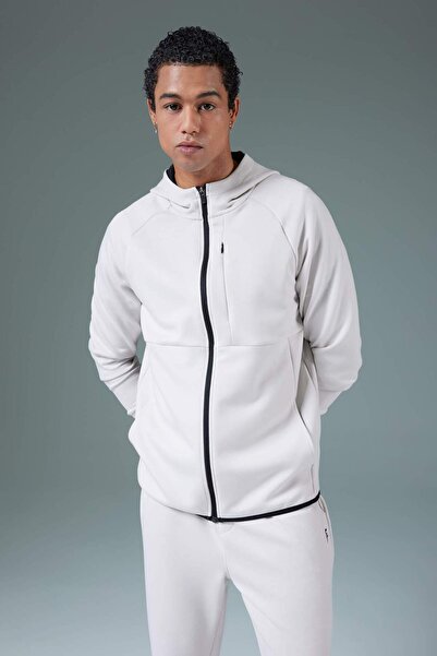 DeFacto DeFactoFit Slim Fit Dar Kesim Kapüşonlu Skuba Dalgıç Kumaş Fermuarlı Sporcu Sweatshirt A6956AX23AU