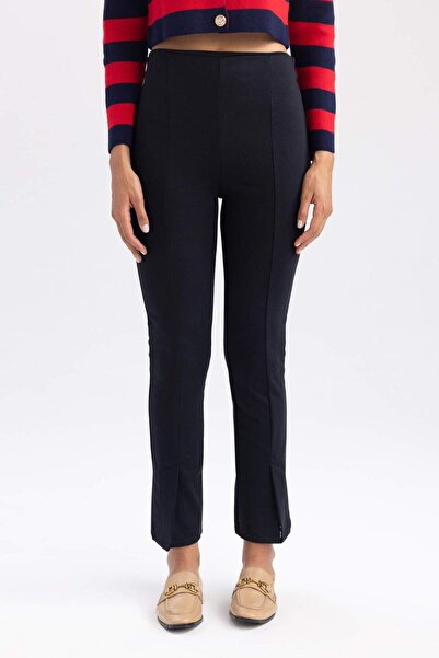 DeFacto Basic Düz Kumaş Pantolon Slim Fit Dar Kesim Yüksek Bel Kısa Paça A0666AX23AU