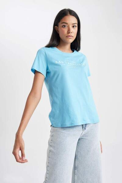 DeFacto Tricou cu mânecă scurtă imprimat cu decolteu rotund B0236AX23HS