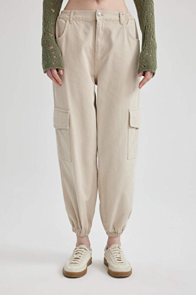 DeFacto Coool Gabardin Jogger Pantolon Basic Düz Normal Bel Kargo Cepli B0454AX23AU