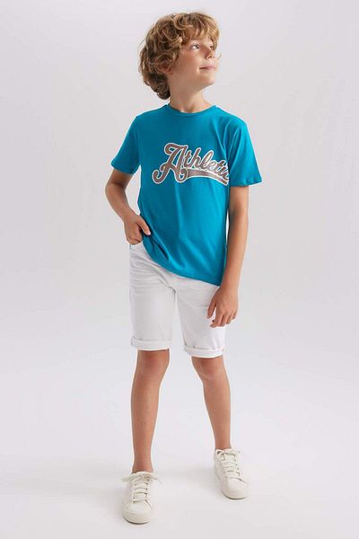 DeFacto Chlapčenské tričko s krátkym rukávom s potlačou Crew Neck B0670A8NS