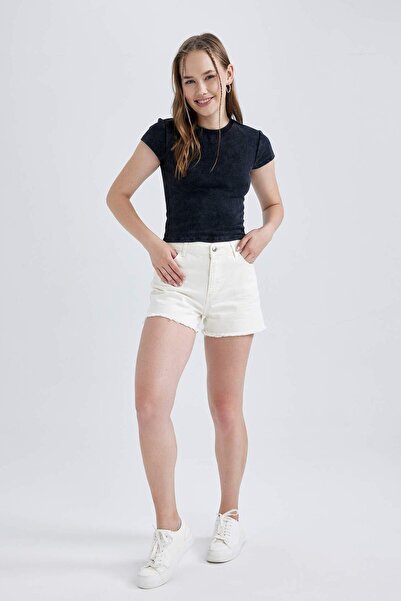 DeFacto Coool Fitted Short Sleeve Washed Faded Effect Basic Short Sleeve Basic T-Shirt B0275Ax23Hs