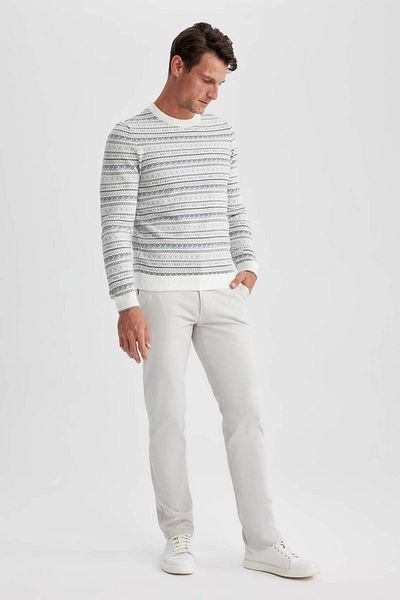 DeFacto Standard Fit Regular Cut Patterned Crew Neck Sweater Sweater Y0609Az23Wn