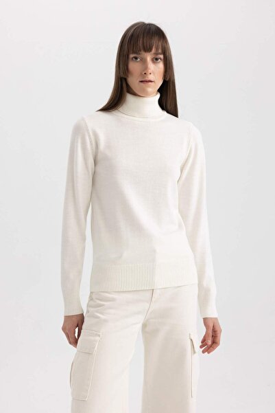DeFacto Regular Fit Měkký texturovaný rolák Basic Plain Knitwear Svetry H1651AZ23WN