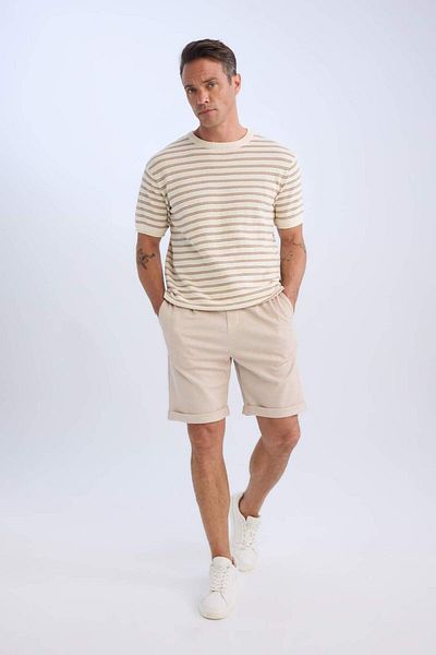 DeFacto Summer Pique Bermuda Shorts with Lace-Up Waist A7341Ax23Hs