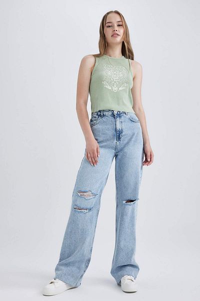 DeFacto Camisole din twill imprimat Coool, lavabilă, cu efect pale B1748AX23HS