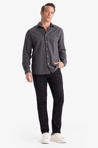 DeFacto Pantaloni de vară din pânză chino din Gabardine Slim Fit Slim Fit Pantaloni îngusti cu buzunare B2089AX23AU