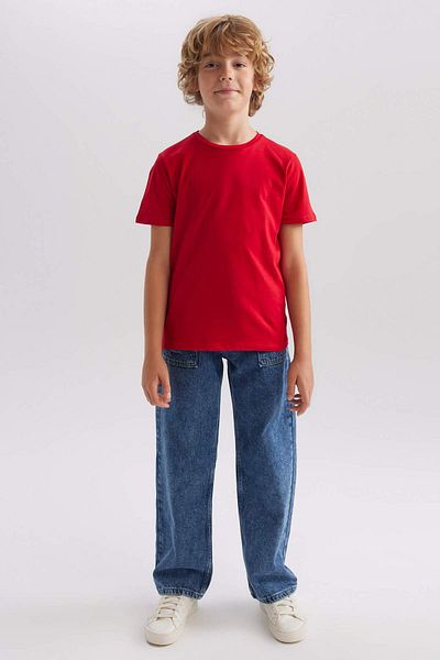 DeFacto Boy's Crew Neck Basic Plain Short Sleeve T-Shirt B0667A8Ns