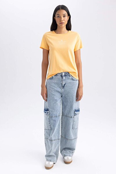 DeFacto Regular Fit Rowerka z nadrukiem na krótkim rękawie B0234AX23HS