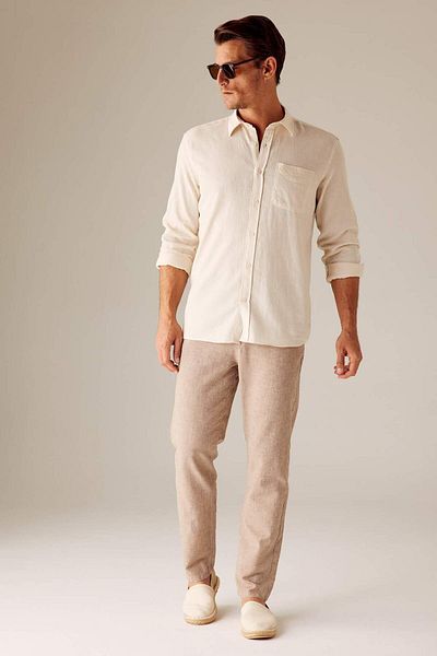 DeFacto Relax Fit Straight Leg Linen Blend Trousers Z9934Az23Sm