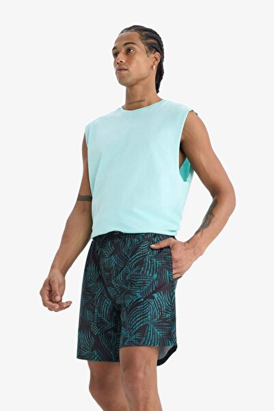 DeFacto DeFactoFit Regular Fit Baskılı Esnek Dokulu Kısa Boy Sporcu Deniz Şortu A4185AX23HS