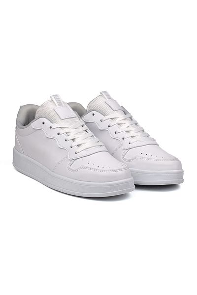 KAJILA Unisex White Lace-Up Comfortable Daily Sneaker Sports Shoes