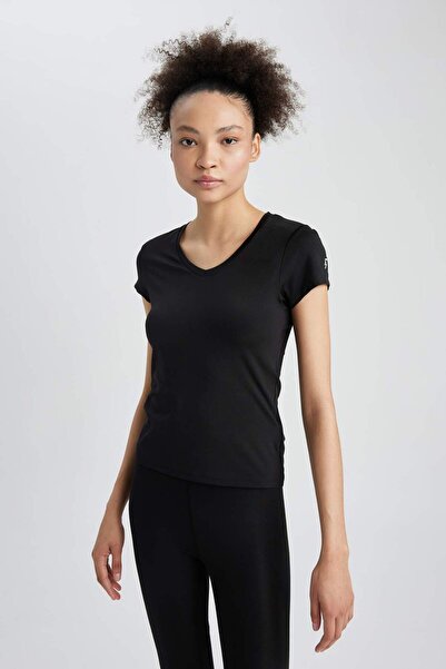 DeFacto DeFactoFit Standard Fit Sportovní tričko s krátkým rukávem a výstřihem do V A7066AX23HS