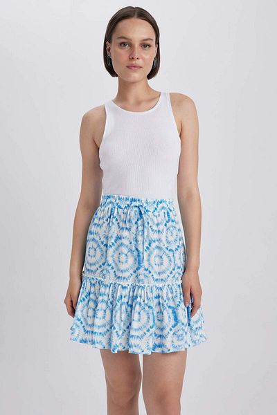 DeFacto Viscose Mini Skirt - Patterned and Crinkle A9164Ax23Sm
