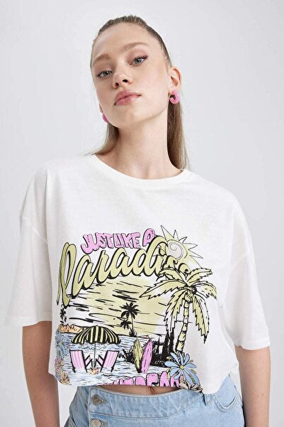 DeFacto Coool Oversize Fit Potištěné tričko s krátkým rukávem ze 100% bavlny B1350AX23HS