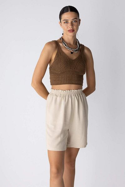 DeFacto Paperbag Waist Wide Leg Linen Blend Shorts A4879Ax23Sm