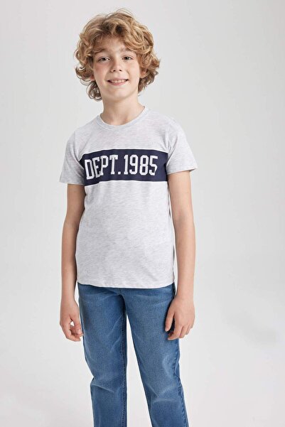 DeFacto Αγόρι με κοντομάνικο μπλουζάκι με στάμπα με λαιμόκοψη Z8003A623SM