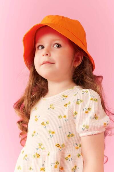 DeFacto Baby Girl Floral Short Sleeve Waffle Dress A8149A523Sm
