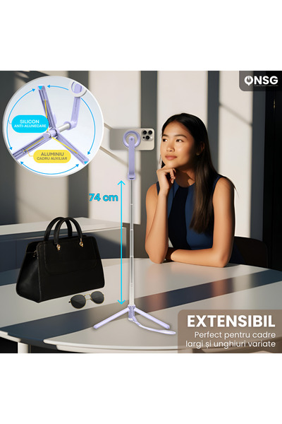 Spigen Selfie Stick Tripod Bluetooth Magsafe, Iphone Android Universal, Wireless Rechargeable, Purple