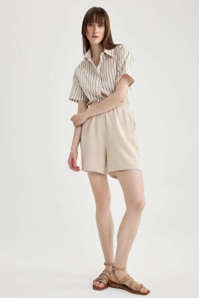 DeFacto Papierové vrecko v páse Široké nohavice Ľanové šortky A4879AX23SM