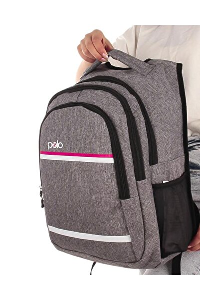 Temel My Polo Backpack Pink White Striped Gray 8860