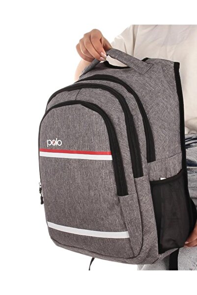 Temel My Polo Backpack Red White Stripes Grey 8860