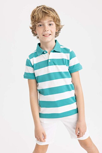 DeFacto Boy's Striped Short Sleeve Polo T-Shirt Z2767A623Sm
