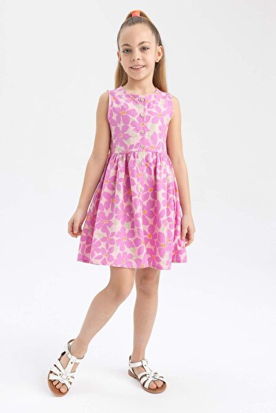 DeFacto Girl's Patterned Sleeveless Cotton Dress Z8036A623Hs