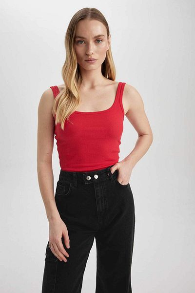 DeFacto Slim Fit Slim Fit Guler pătrat Camisă cu nervuri X9420AZ23SM