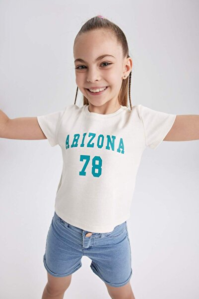 DeFacto Dievčenské Slim Fit rebrované tričko s krátkym rukávom Z7793A623SM