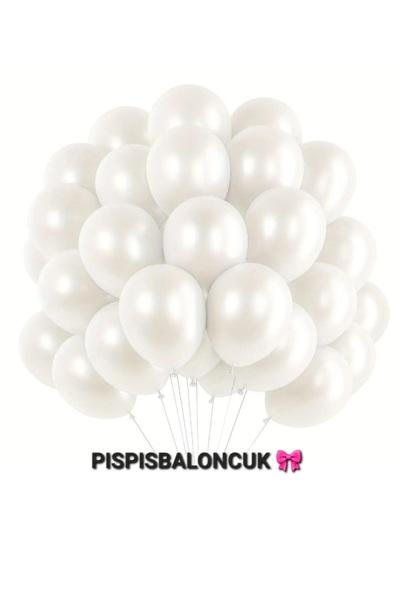 BalonEvi 10'lu Beyaz Metalik Balon | Parti, Doğum Günü, Nişan, Baby Shower, S...