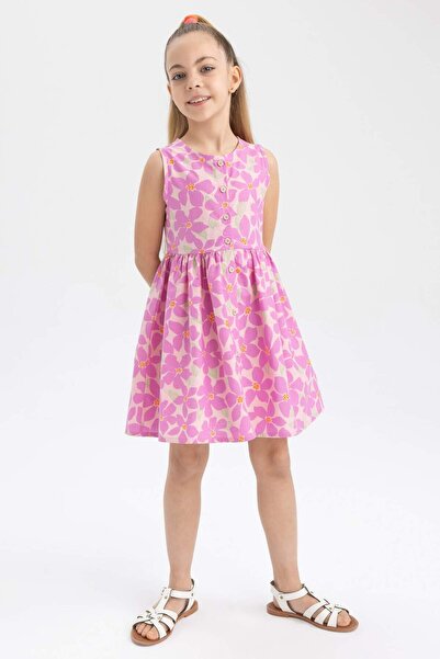 DeFacto Girl's Patterned Sleeveless Cotton Dress Z8036A623Hs