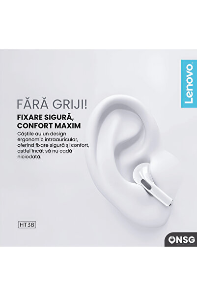 LENOVO Căști wireless Ht38 Tws, albe