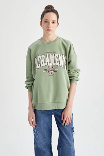 DeFacto Oversize Fit Bisiklet Yaka Kalın Sweatshirt A1977AX22CW