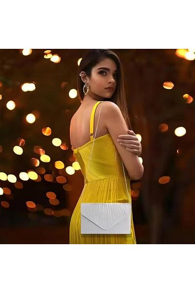 Generic Satin Bridal Diamante Clutch Bag White