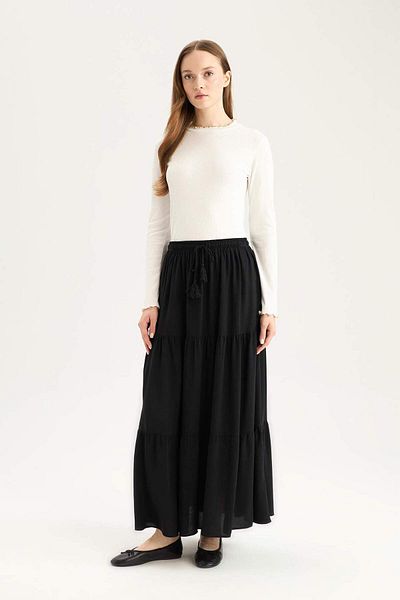 DeFacto Lace-Up Viscose Maxi Skirt Z3406Az23Sm