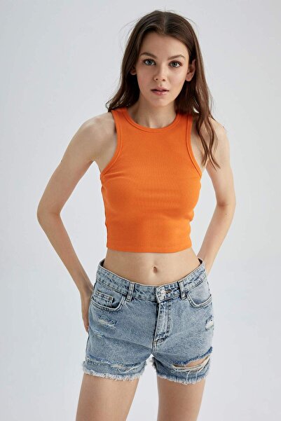 DeFacto Fitted Halter Neck Ribbed Camisole Undershirt U0357Az23Sm