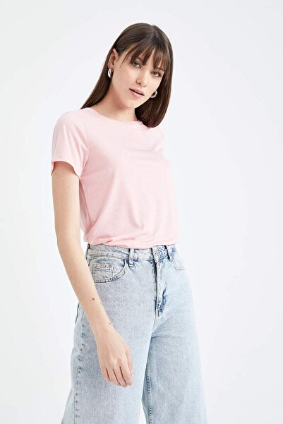 DeFacto Μπλουζάκι με κοντό μανίκι με κανονική εφαρμογή Crew Neck Basic Plain W7299AZ23SM