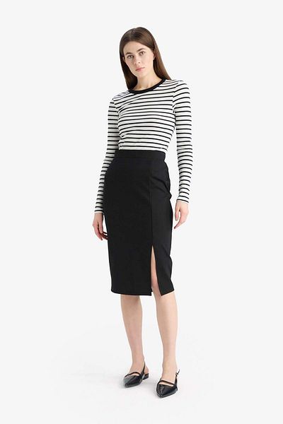 DeFacto Basic Slit Midi Pencil Skirt Y6466Az23Sp