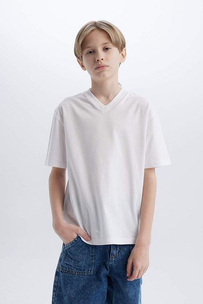 DeFacto Boy's V-Neck Short Sleeve T-Shirt K1693A623Sm