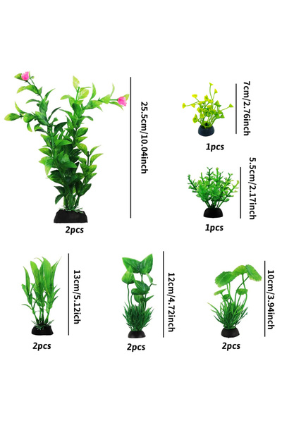 Choice ١٠ قطع من مستلزمات حوض السمك، نباتات خضراء، ١٠ قطع من ديكورات حوض السم...