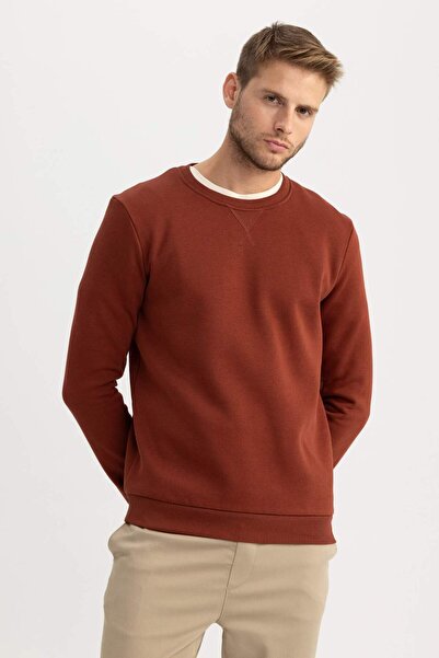 DeFacto Regular Fit Crew Neck Thick Basic Plain Sweatshirt T3777Az22Au