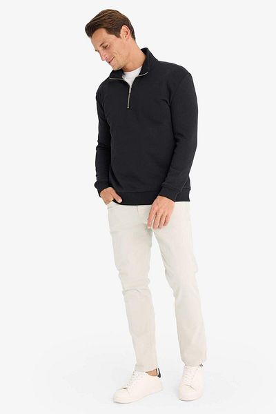 DeFacto Comfort Regular Fit Comfortable Fit Zippered Stand Collar Basic Plain Sweatshirt X7405Az22Au