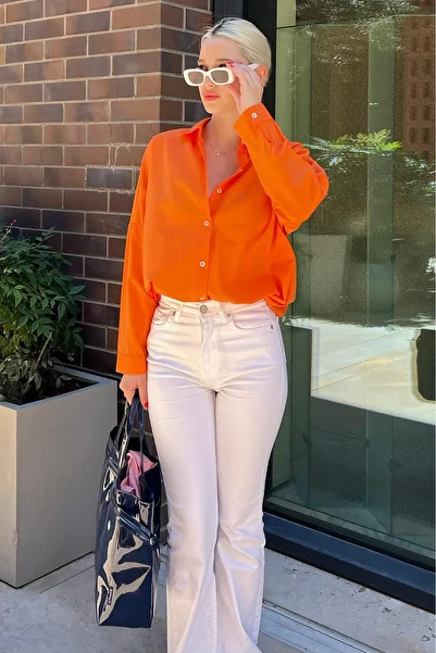 Madmext Mad Girls Orange Oversize košile Mg1369