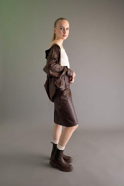 DeFacto Kalem Normal Waist Faux Leather Midi Skirt Z0782Az22Au