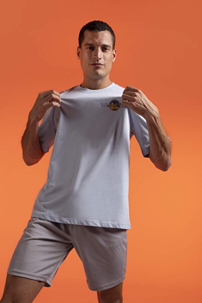 DeFacto DeFactoFit NBA Golden State Warriors Boxy Fit %100 Pamuk Tişört Y3000AZ22HS